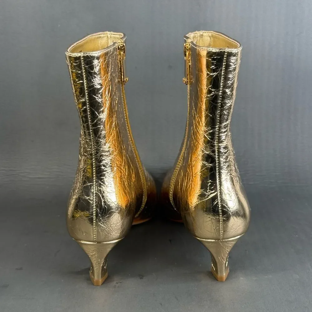MICHAEL Kors Cosmo Kitten ankle boots gold metallic leather women’s size 6.5 - Picture 6 of 10